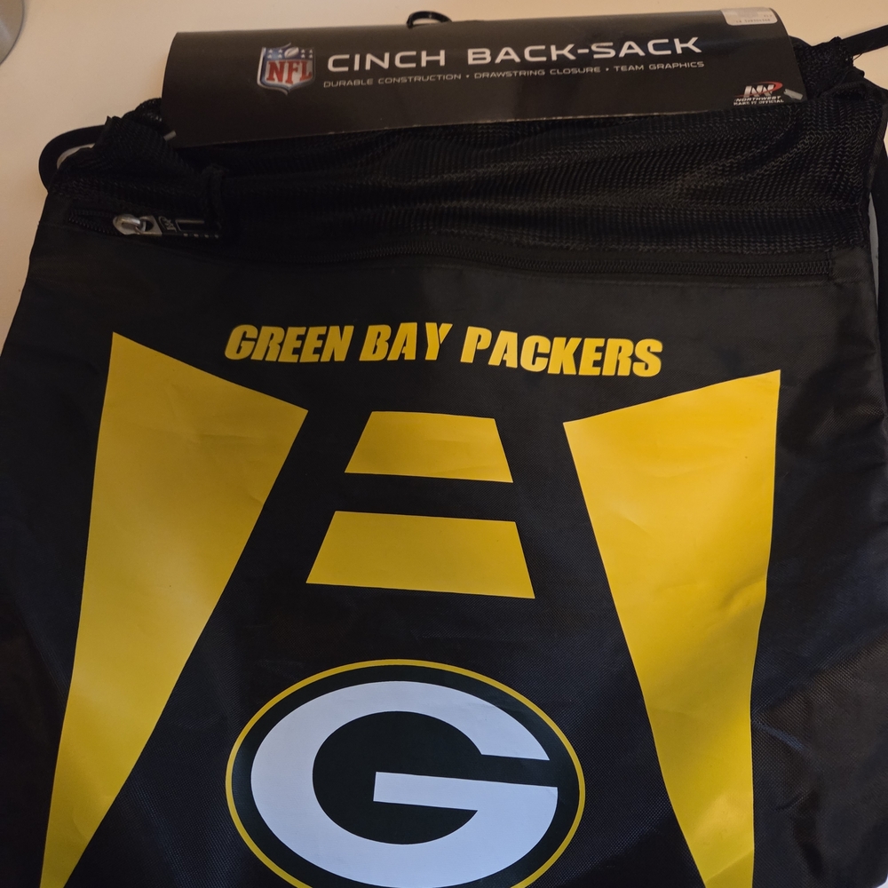 NFL Green Bay Packers Cinch Back-Sack - Black and Yellow  NWT